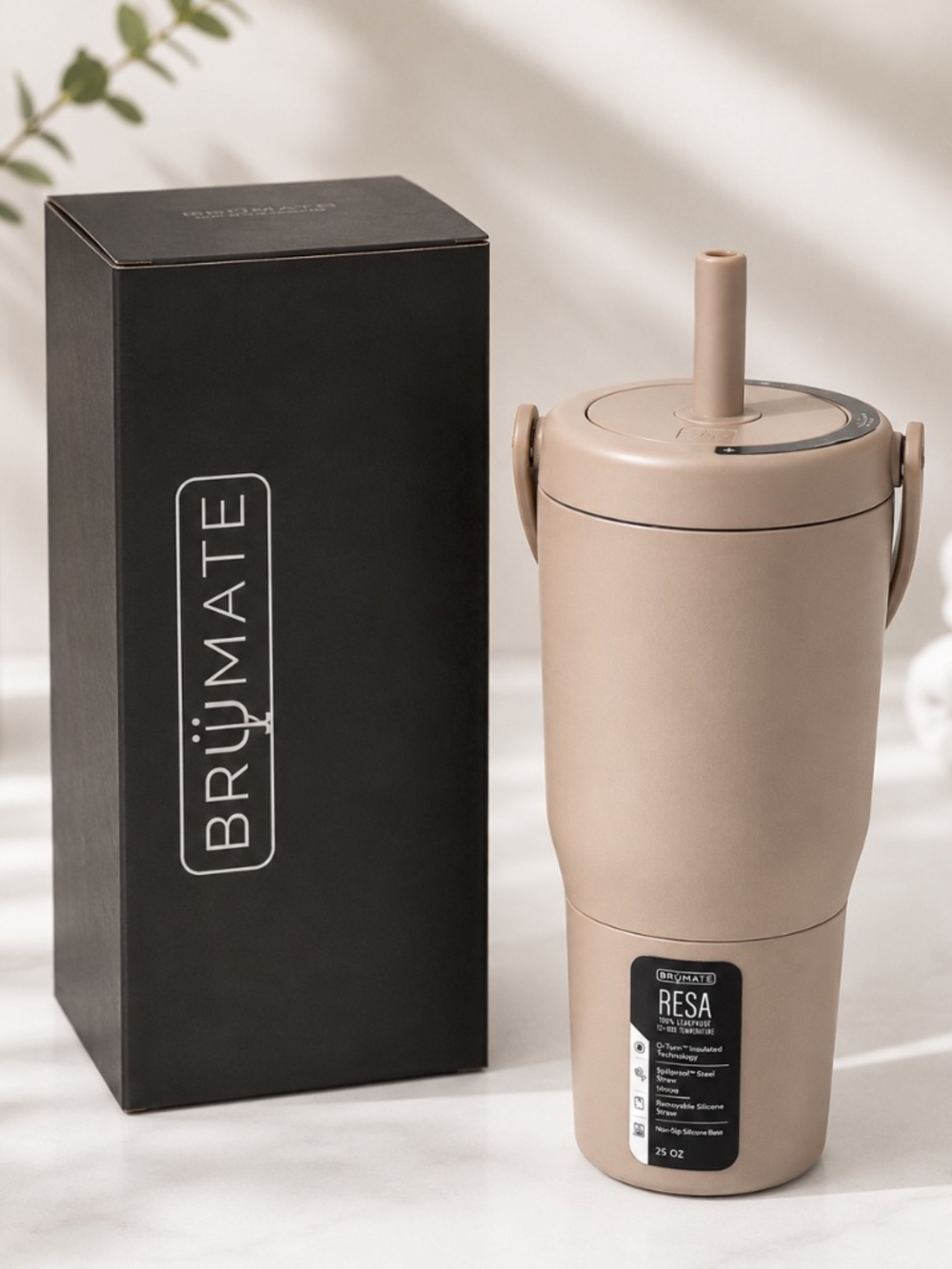 Brumate Resa 25oz Tumbler Mocha Insulated Travel Cup with Straw NIB
